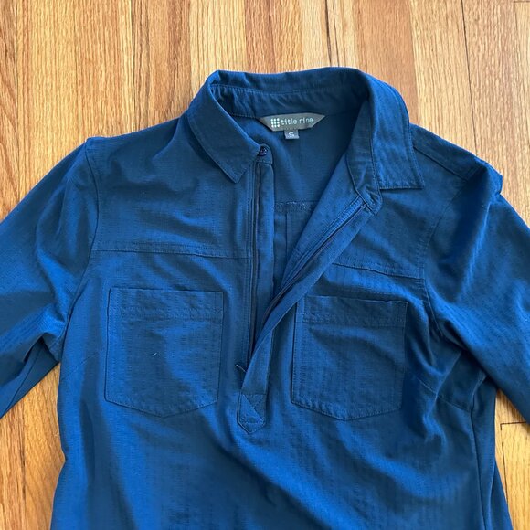 Title Nine Blue Pullover Dress w Roll-up Sleeves - Side & Patch Pockets - Small - Picture 3 of 4